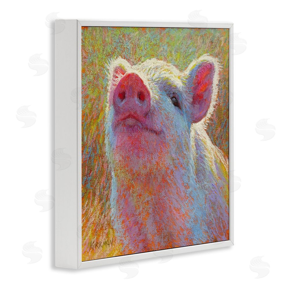 Rita Kirkman Impressionist Pig Painting White Framed Glicee Wall Art Print