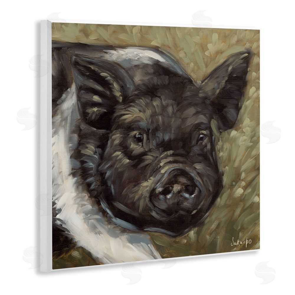 Sara G. Designs Country Pig Painting Wooden Wall Plaque Art Print