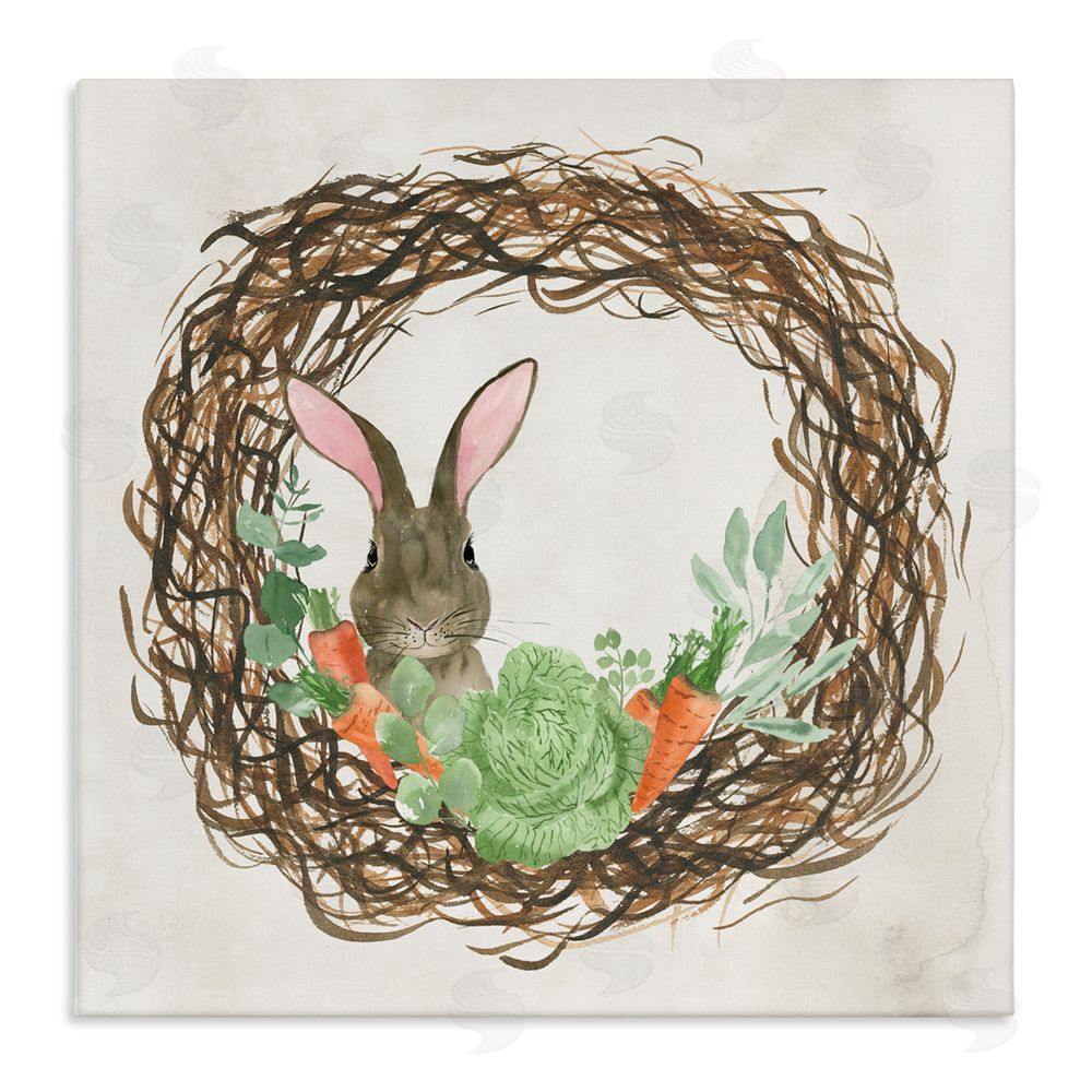 Lucille Price Spring Easter Wreath Stretched Canvas Wall Art Print