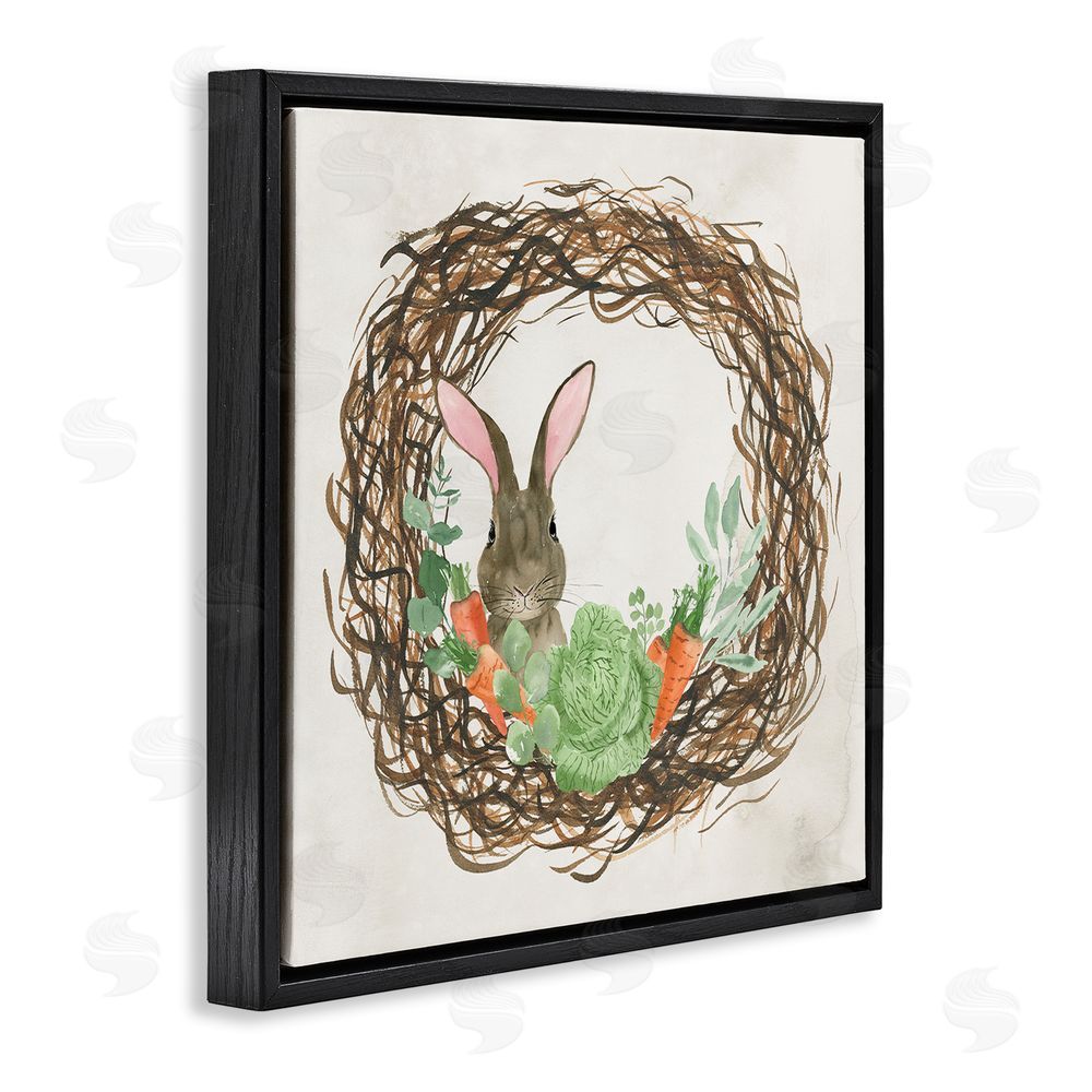 Lucille Price Spring Easter Wreath Black Floating Frame Canvas Wall Art Print