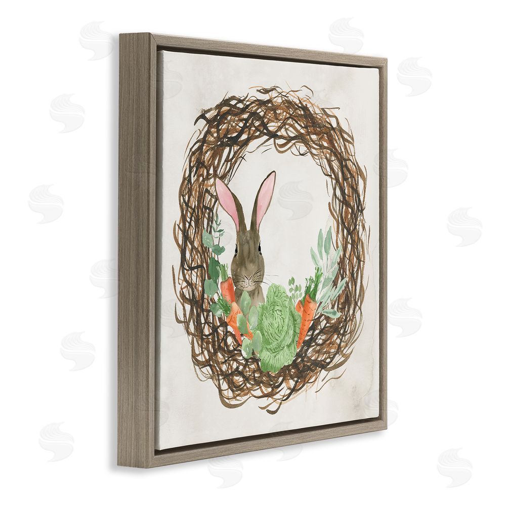 Lucille Price Spring Easter Wreath Brown Floating Frame Canvas Wall Art Print