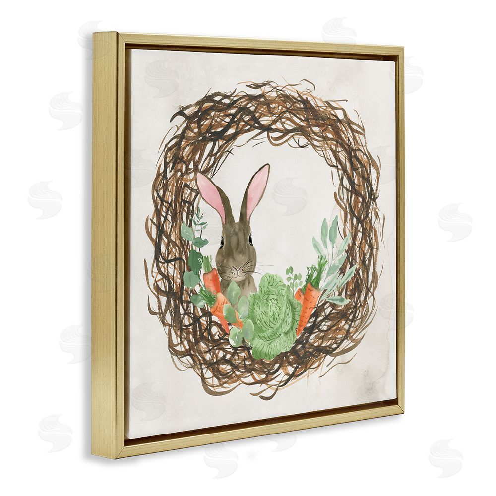 Lucille Price Spring Easter Wreath Gold Floating Frame Canvas Wall Art Print