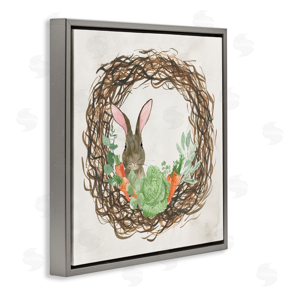 Lucille Price Spring Easter Wreath Gray Floating Frame Canvas Wall Art Print
