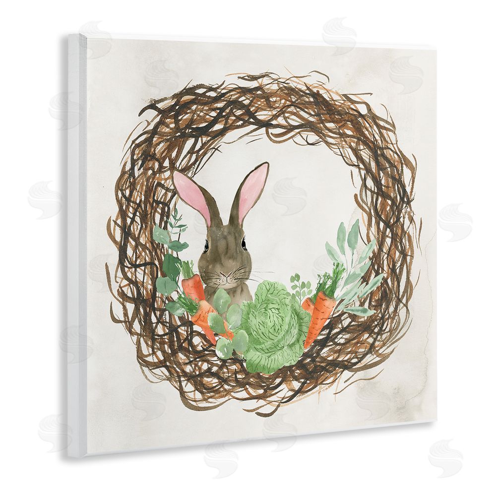 Lucille Price Spring Easter Wreath Wooden Wall Plaque Art Print