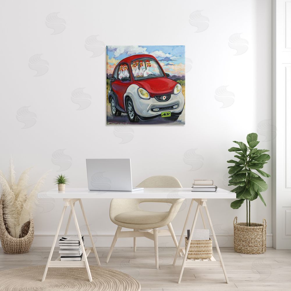 CR Townsend Chickens Driving Car Canvas Wall Art in Room