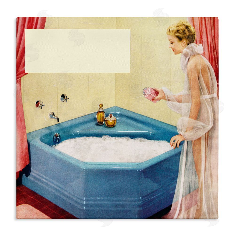 Kathy Alper Vintage Bubble Bath Girl Stretched Canvas Wall Art Print
