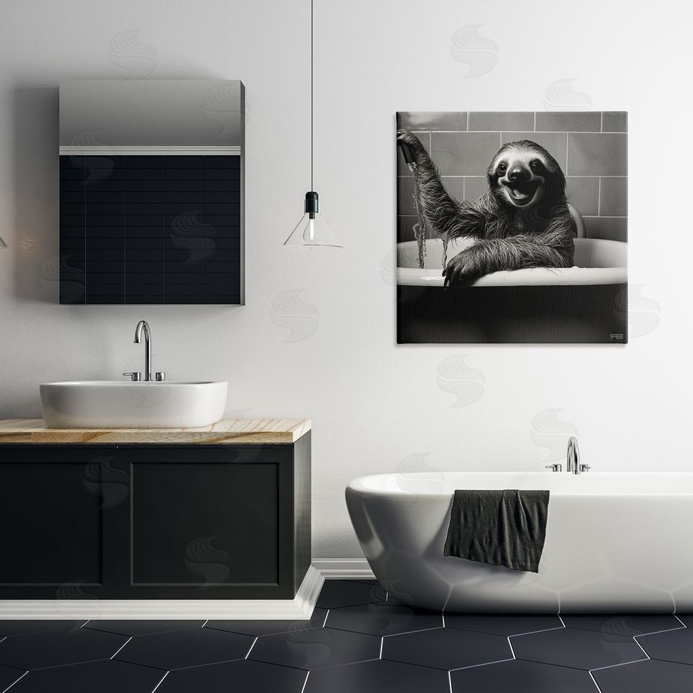 RB Smiling Sloth in Tub Canvas Wall Art in Room
