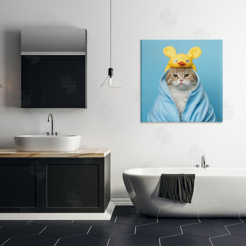 RB Cat in Cozy Bathrobe Canvas Wall Art in Room