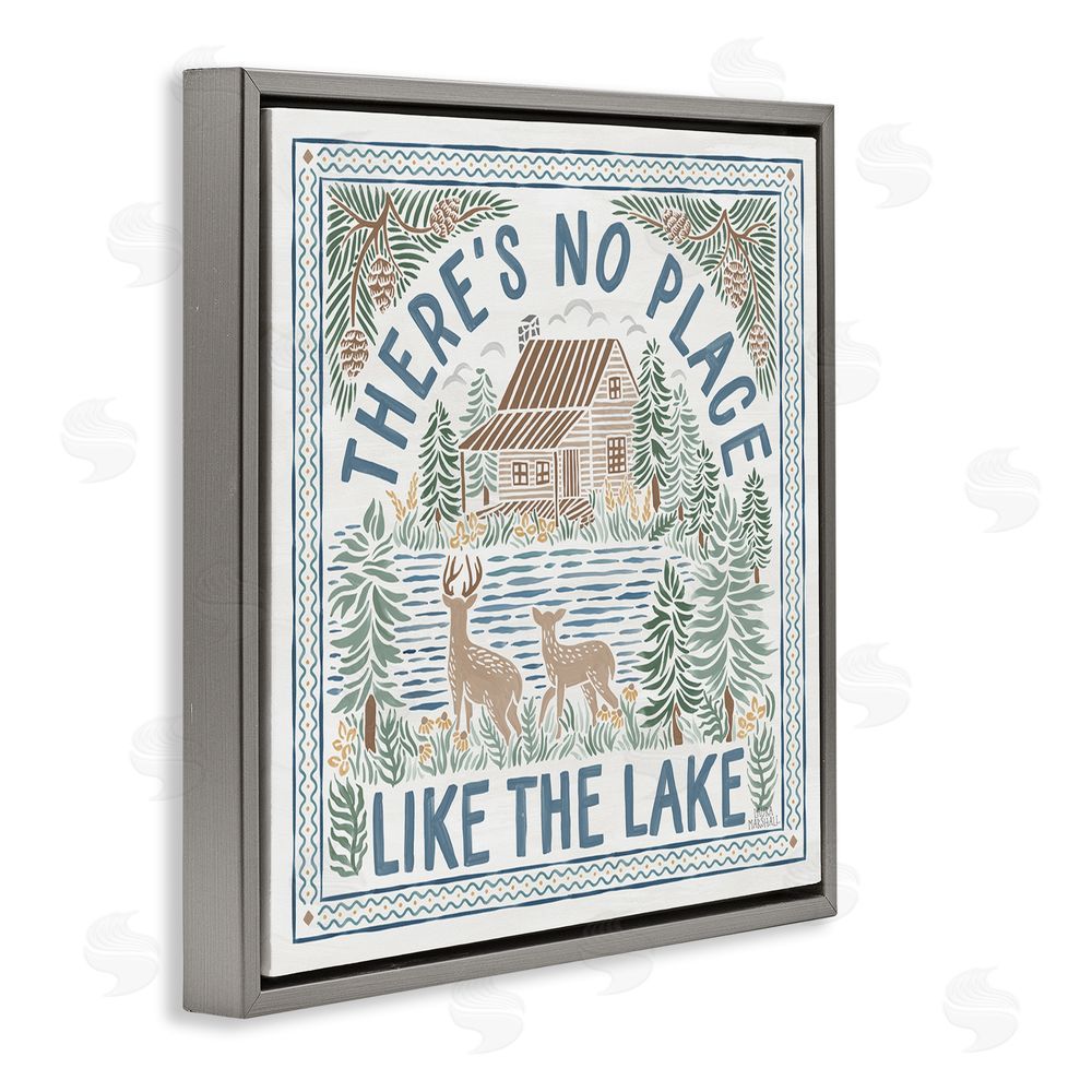 Laura Marshall No Place Like Lake Gray Floating Frame Canvas Wall Art Print