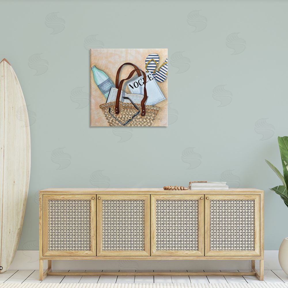 Ale Saiz Studio Summer Beach Bag Canvas Wall Art in Room
