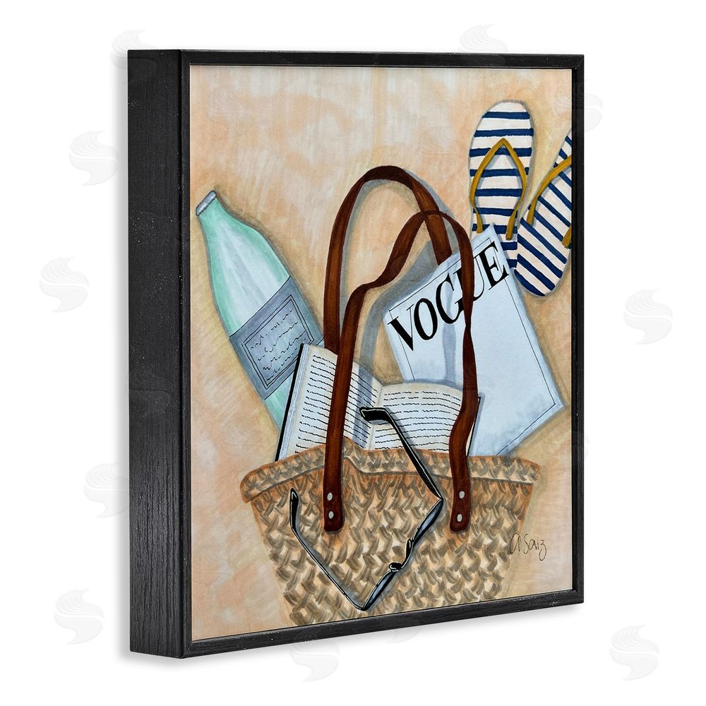 Ale Saiz Studio Summer Beach Bag Black Framed Glicee Wall Art Print