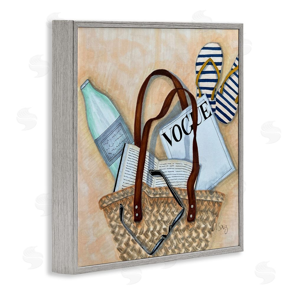 Ale Saiz Studio Summer Beach Bag Gray Framed Glicee Wall Art Print