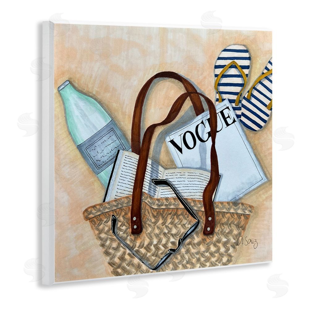 Ale Saiz Studio Summer Beach Bag Wooden Wall Plaque Art Print