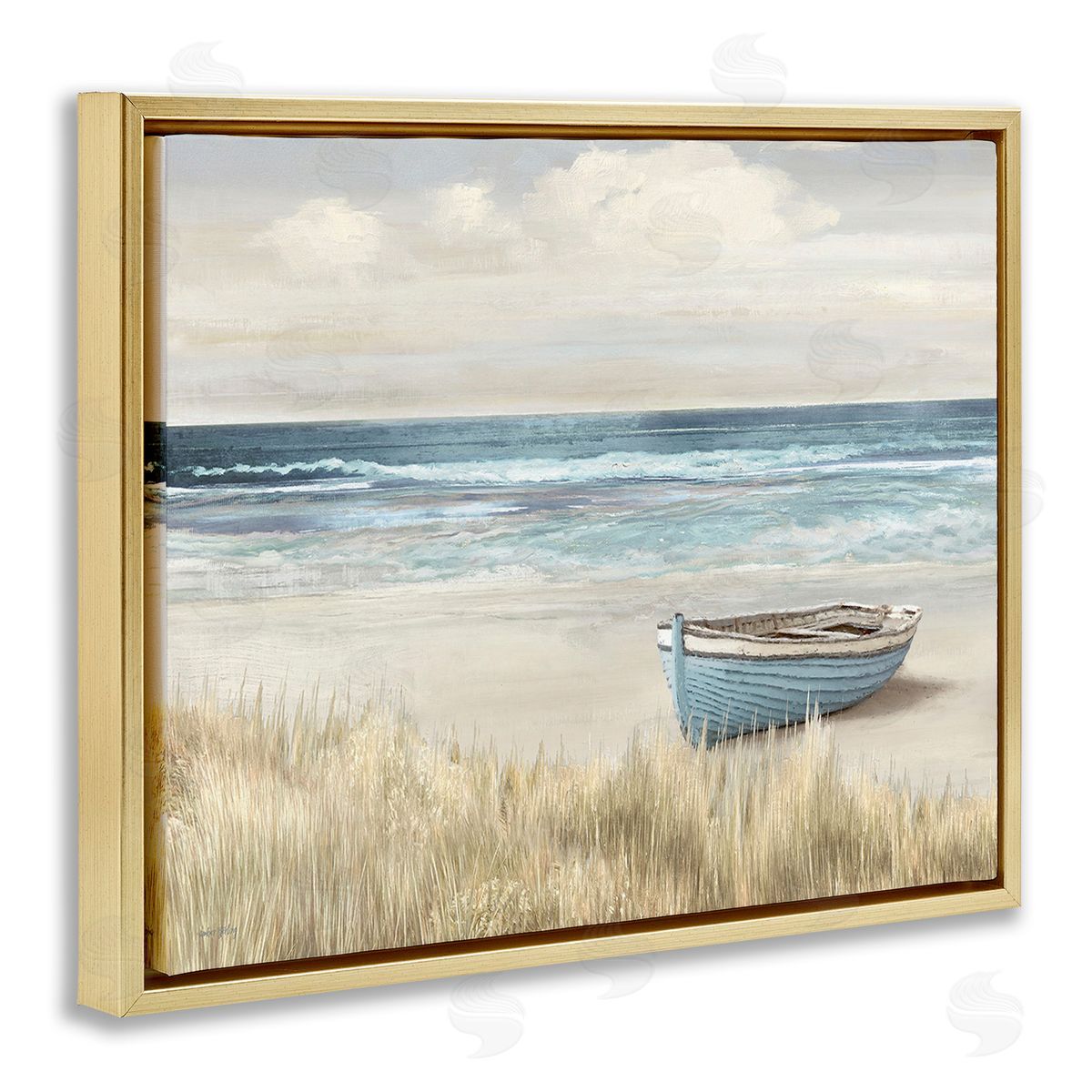 Amber Sterling Boat on Grassy Shore