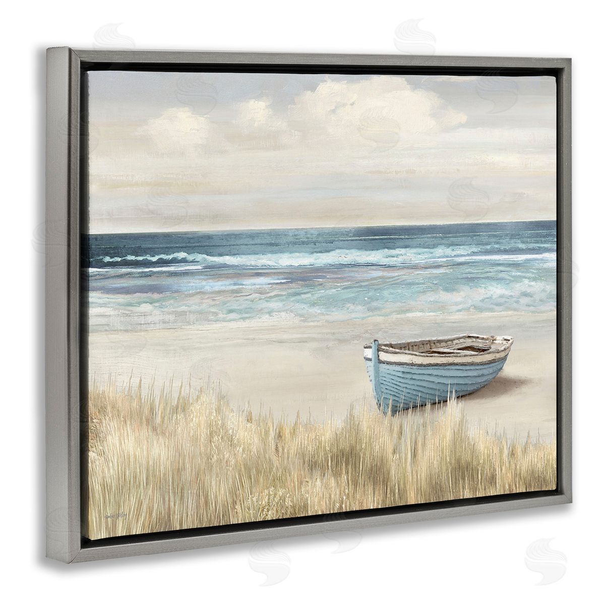 Amber Sterling Boat on Grassy Shore