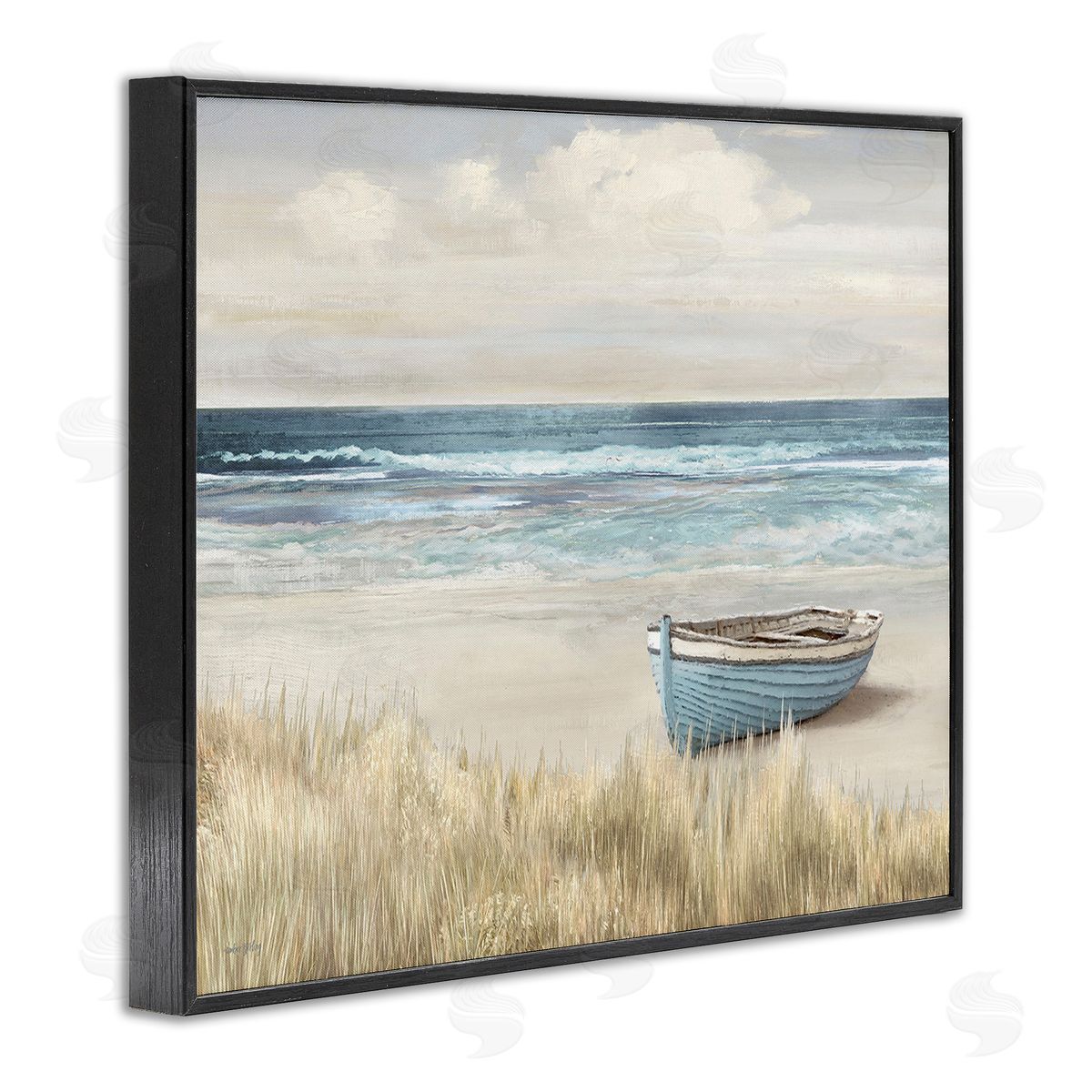 Amber Sterling Boat on Grassy Shore