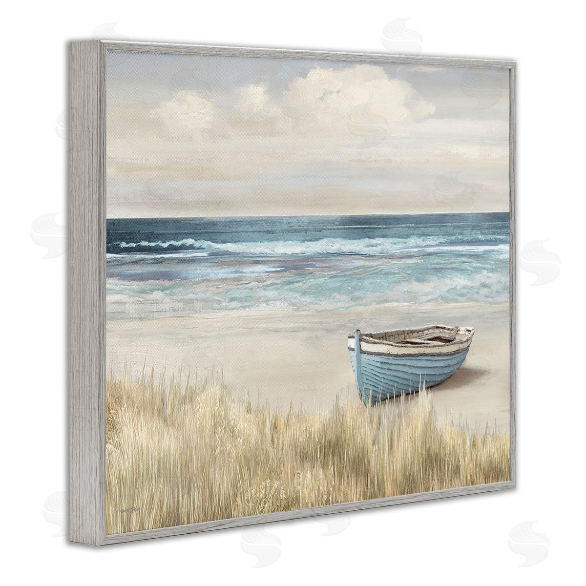 Amber Sterling Boat on Grassy Shore