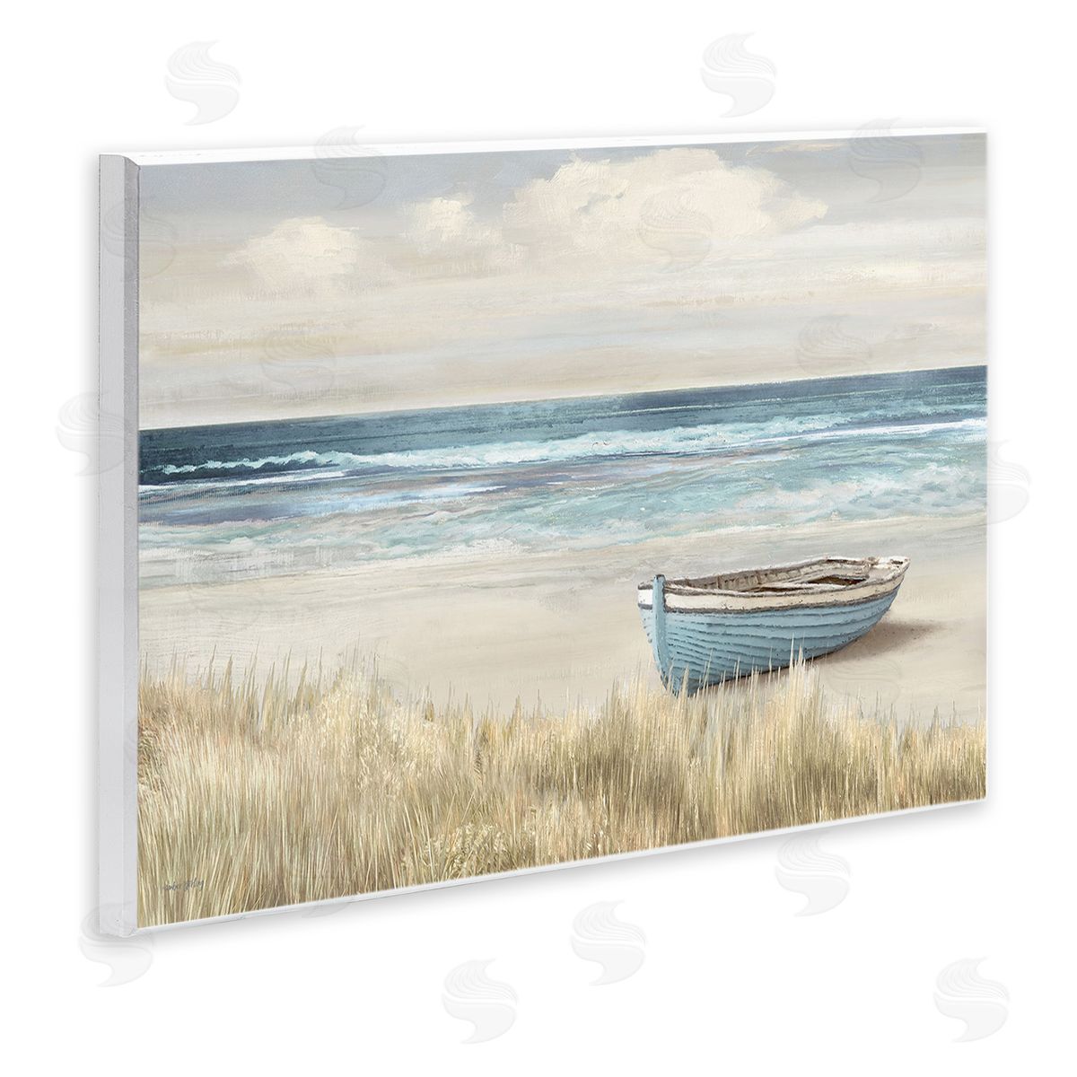 Amber Sterling Boat on Grassy Shore