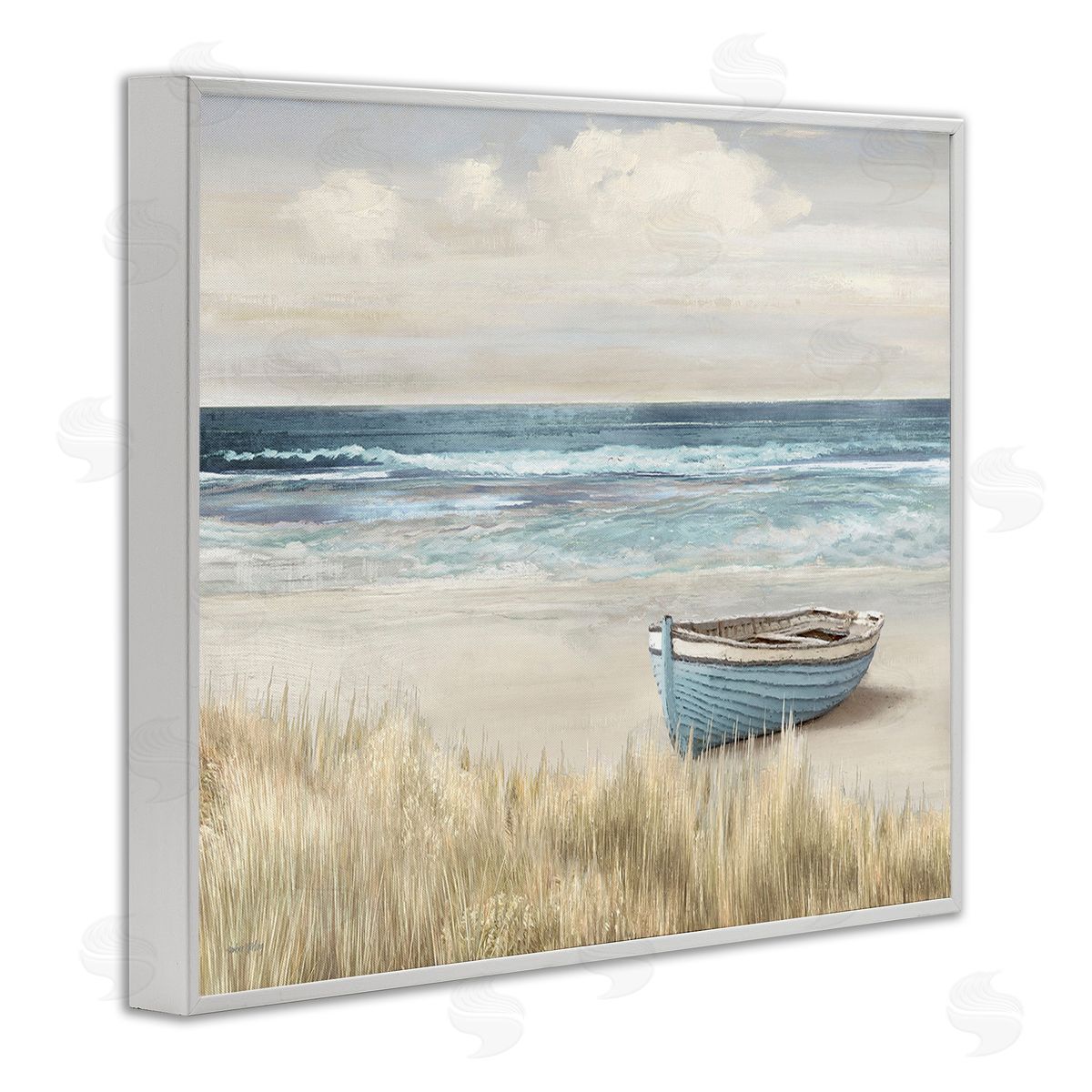 Amber Sterling Boat on Grassy Shore