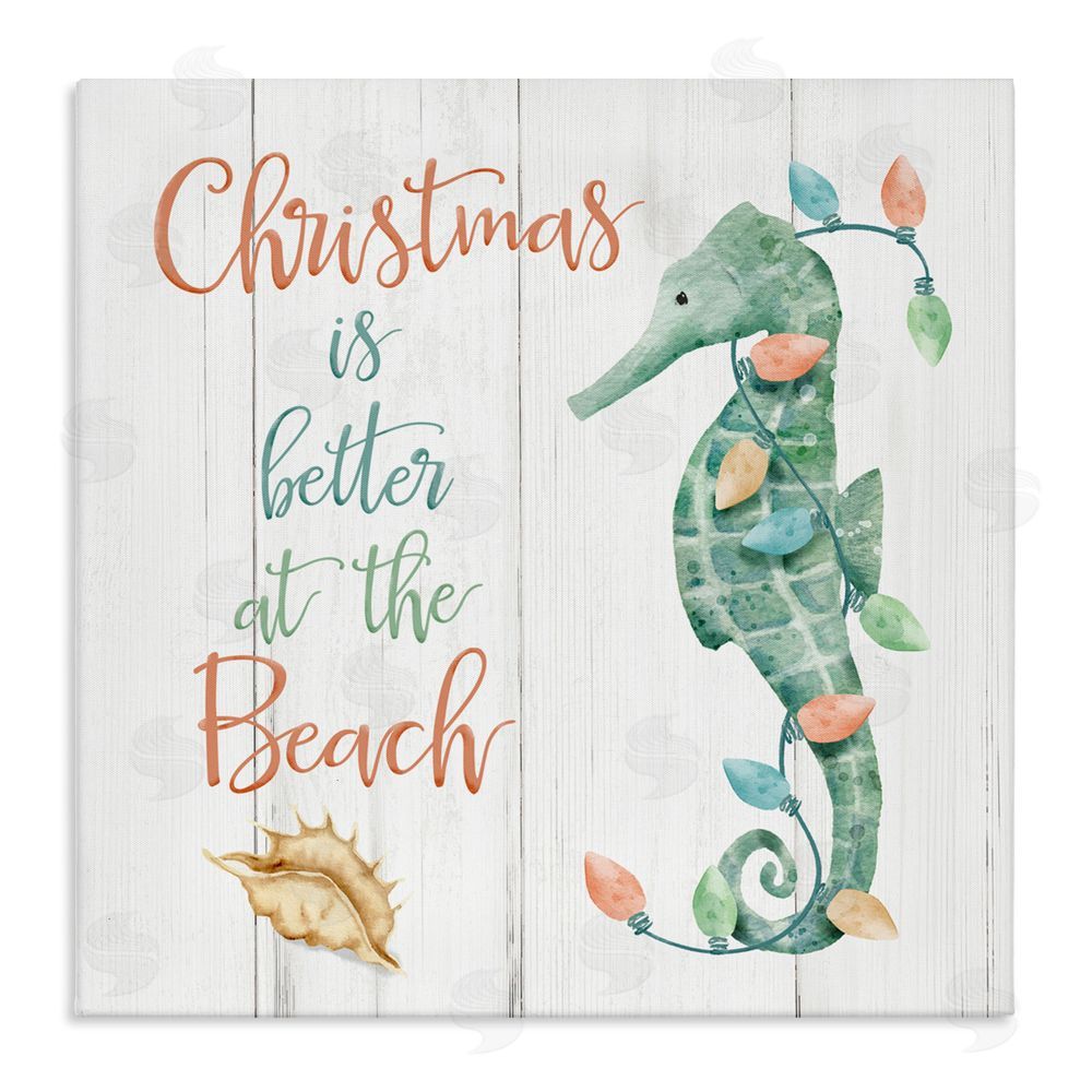 Deane Beesley Christmas Better At Beach Stretched Canvas Wall Art Print