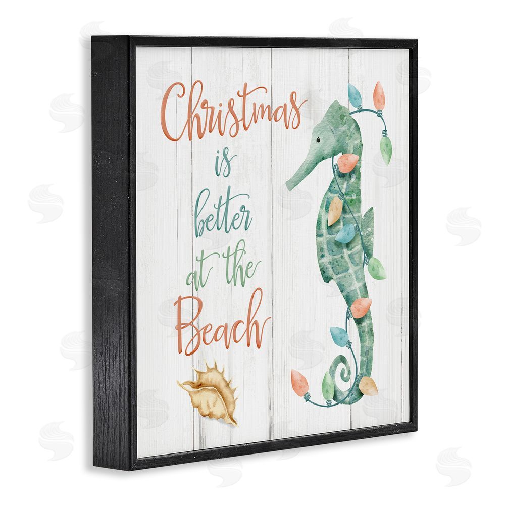 Deane Beesley Christmas Better At Beach Black Framed Glicee Wall Art Print