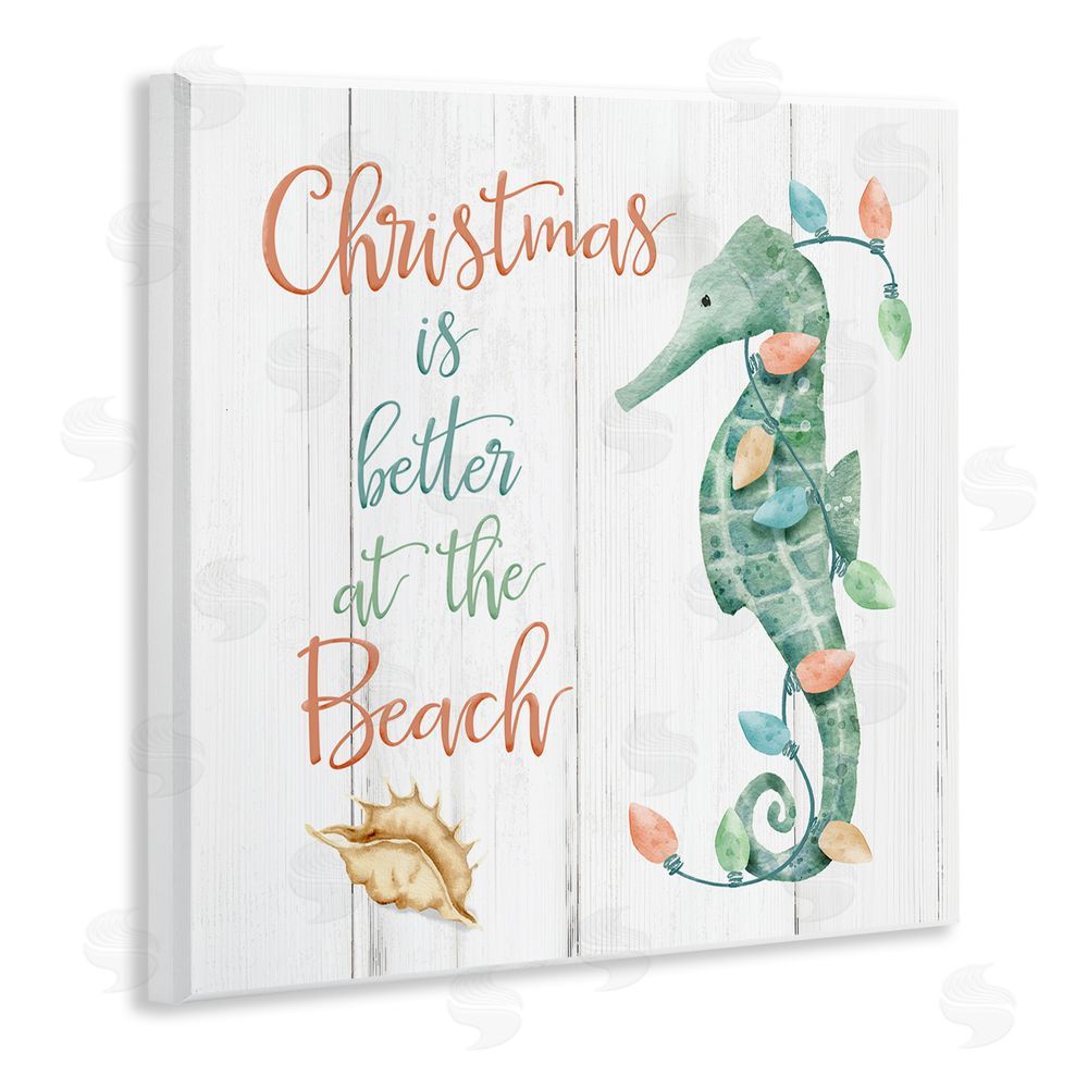 Deane Beesley Christmas Better At Beach Wooden Wall Plaque Art Print