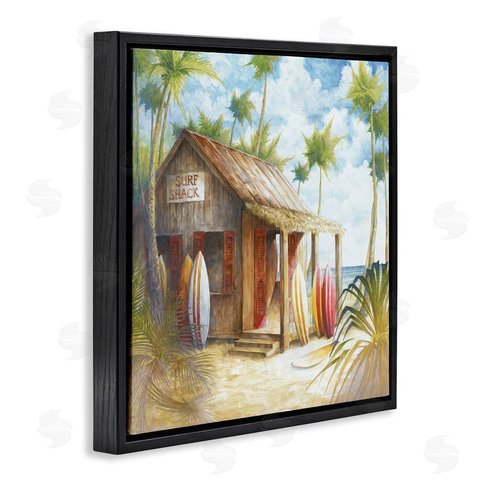 Cloverfield & Co. Summer Surf Shack Black Floating Frame Canvas Wall Art Print