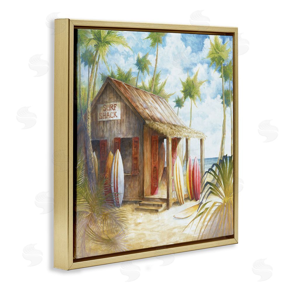 Cloverfield & Co. Summer Surf Shack Gold Floating Frame Canvas Wall Art Print