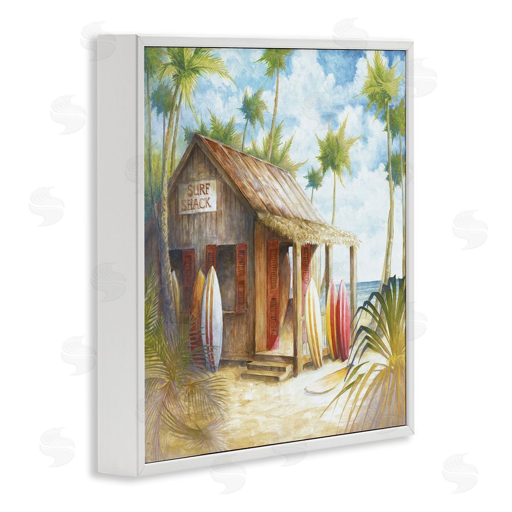 Cloverfield & Co. Summer Surf Shack White Framed Glicee Wall Art Print