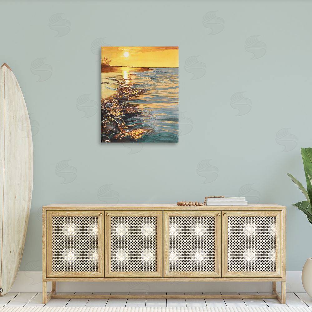 Christine Reichow Sunset over Beach Ripples