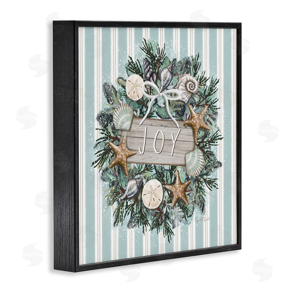 Elizabeth Tyndall Nautical Winter Wreath Black Framed Glicee Wall Art Print