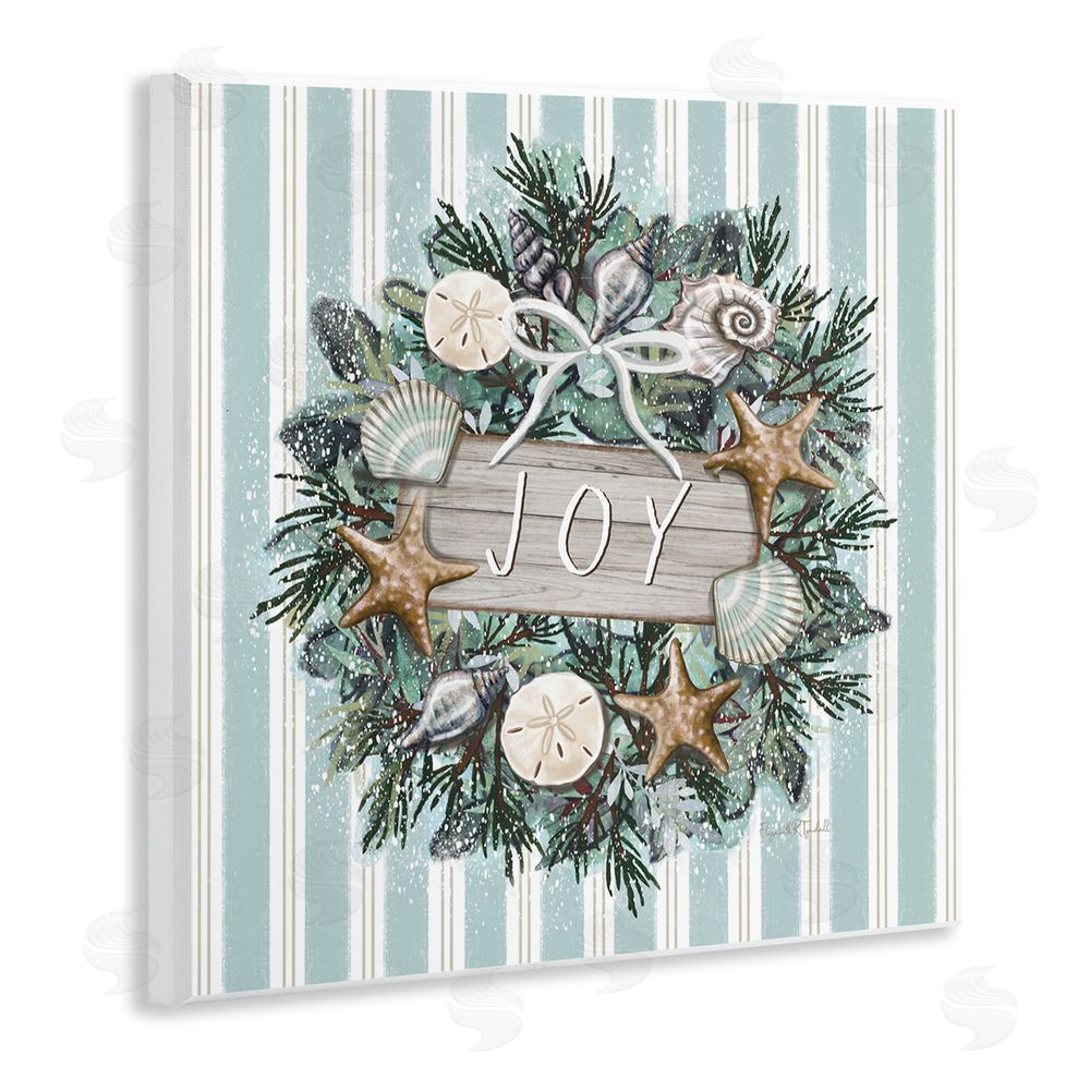 Elizabeth Tyndall Nautical Winter Wreath Wooden Wall Plaque Art Print