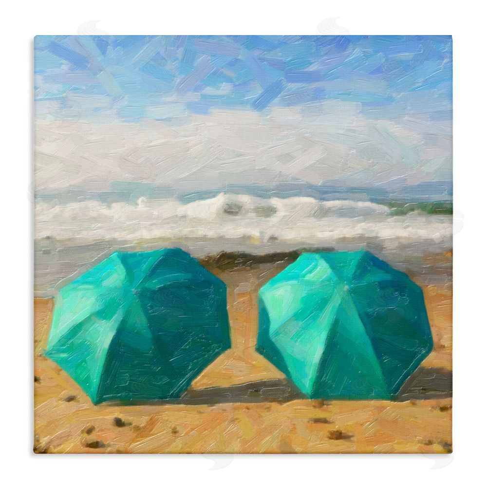Graffitee Studios Beach Umbrella Duo Stretched Canvas Wall Art Print