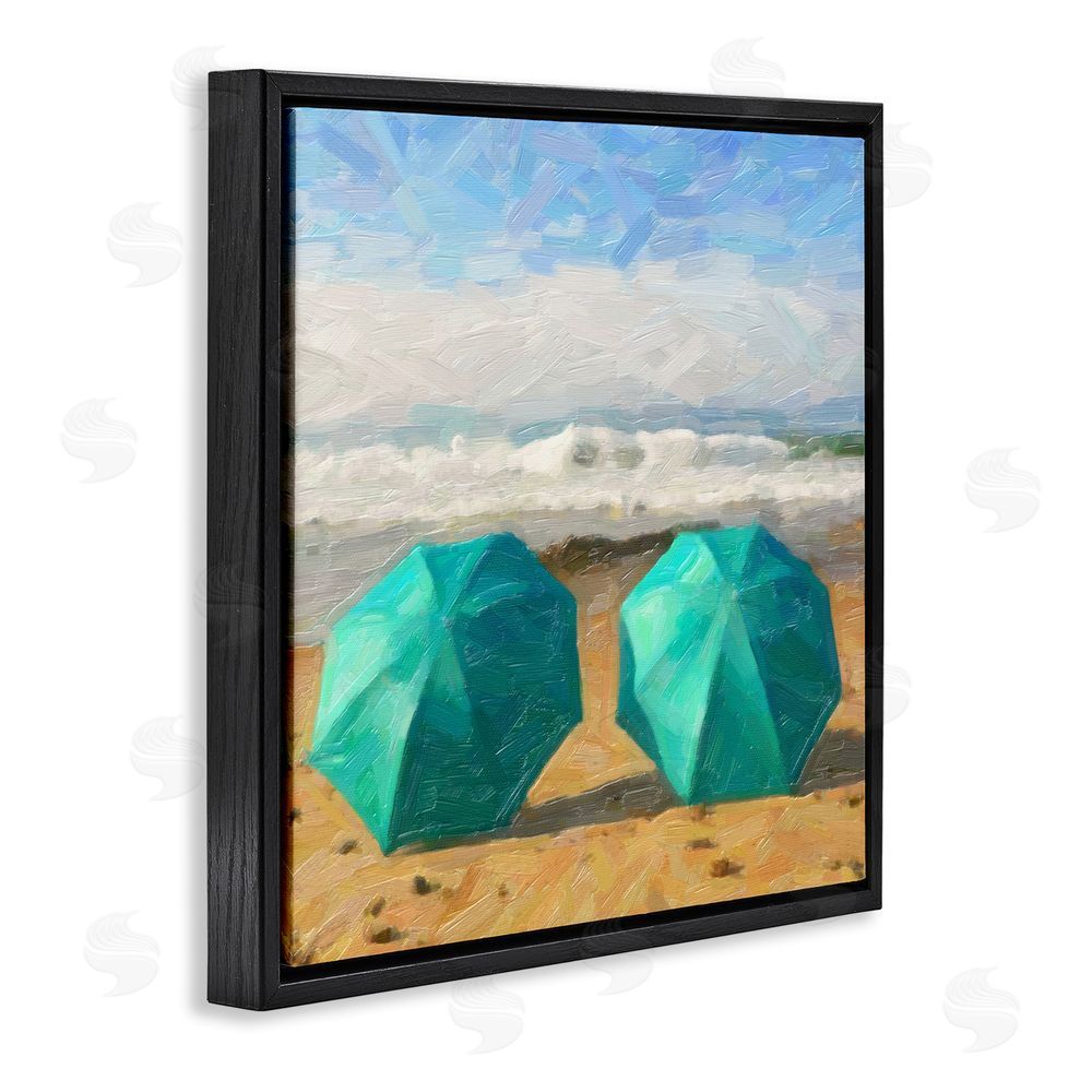 Graffitee Studios Beach Umbrella Duo Black Floating Frame Canvas Wall Art Print