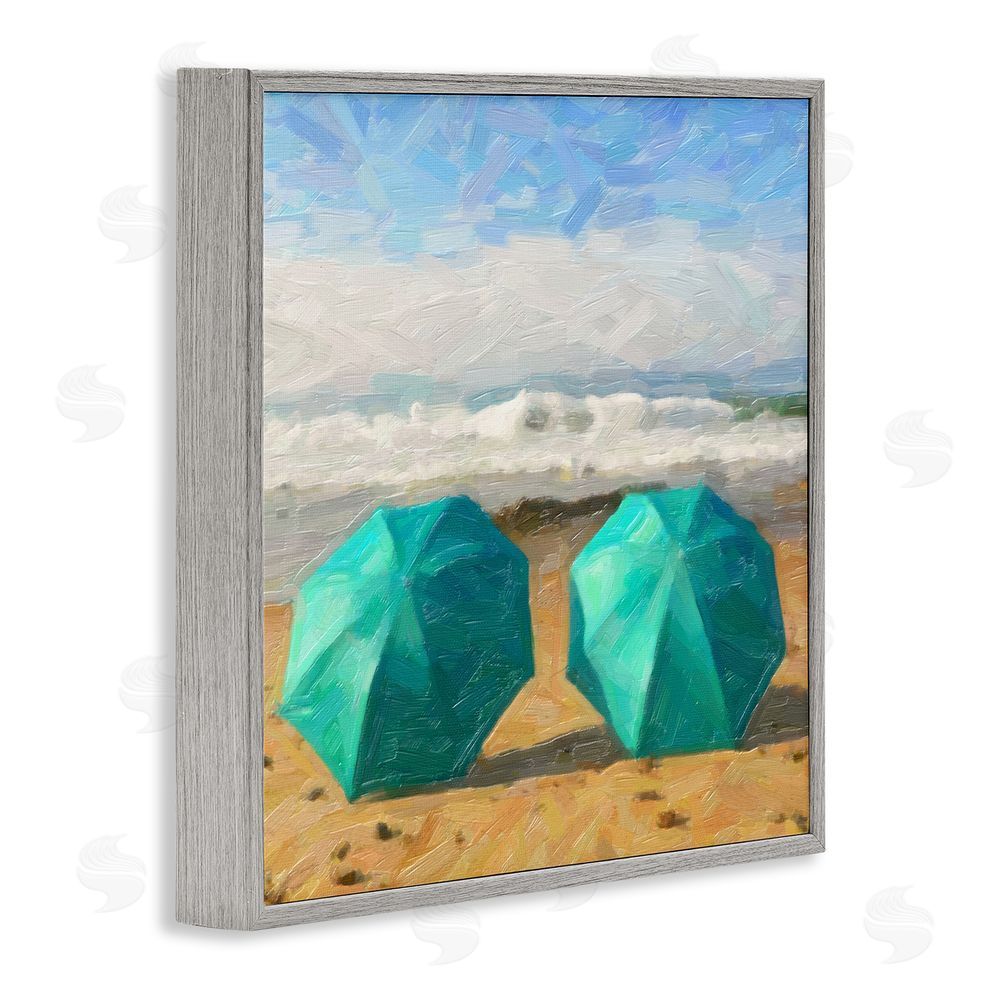 Graffitee Studios Beach Umbrella Duo Gray Framed Glicee Wall Art Print