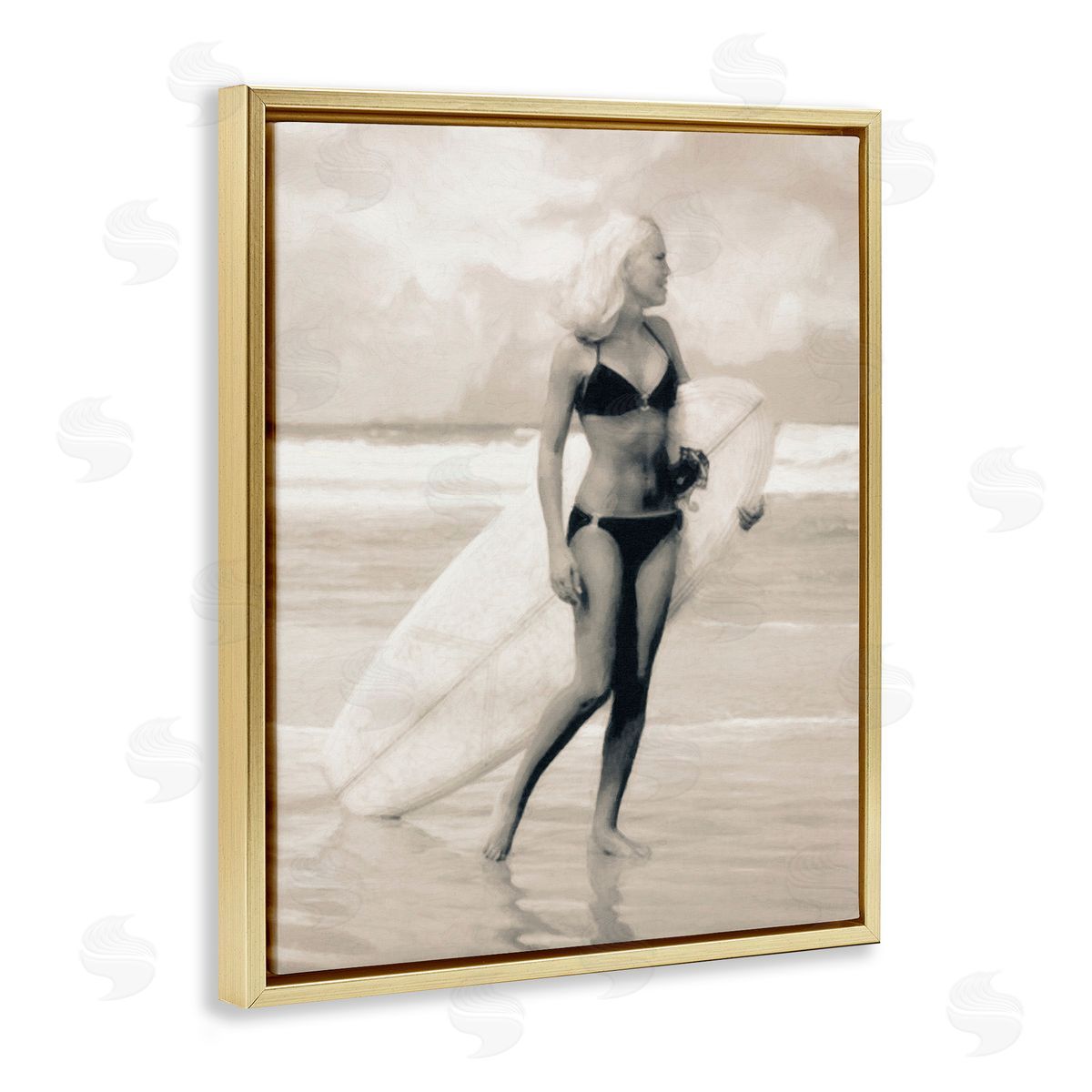 Graffitee Studios Surfing Woman on Shore