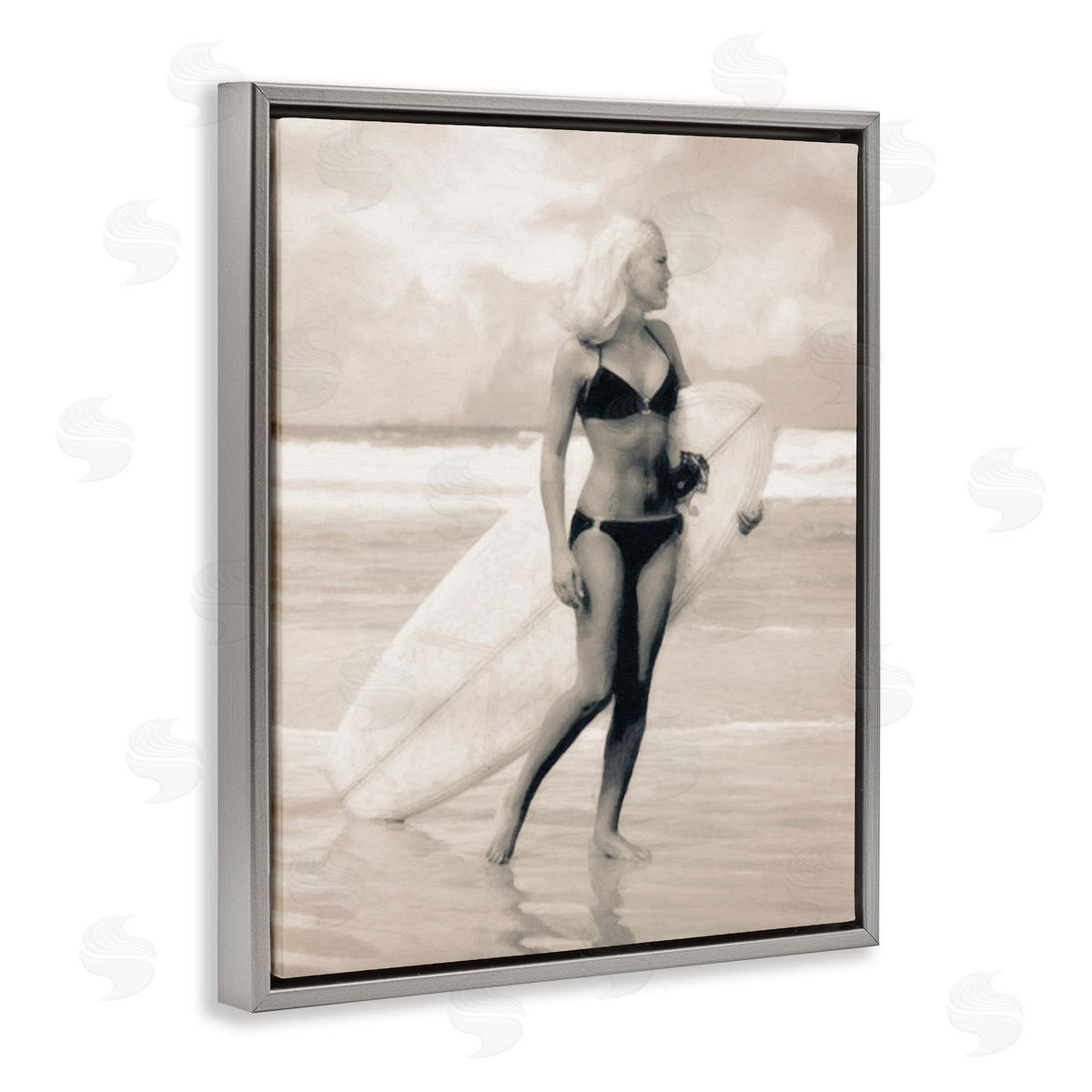 Graffitee Studios Surfing Woman on Shore