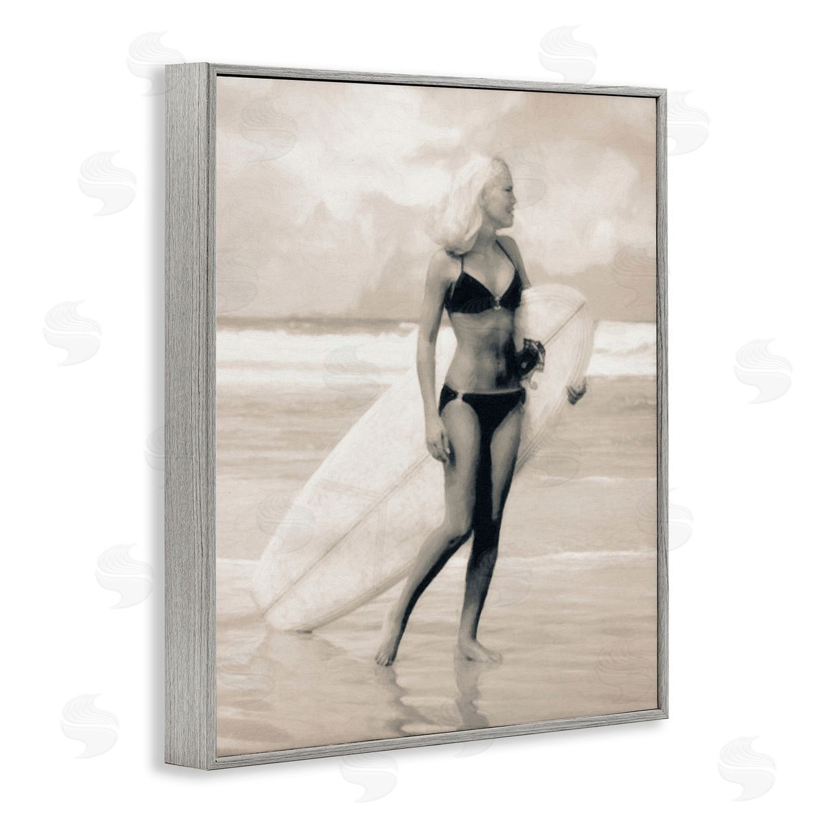 Graffitee Studios Surfing Woman on Shore