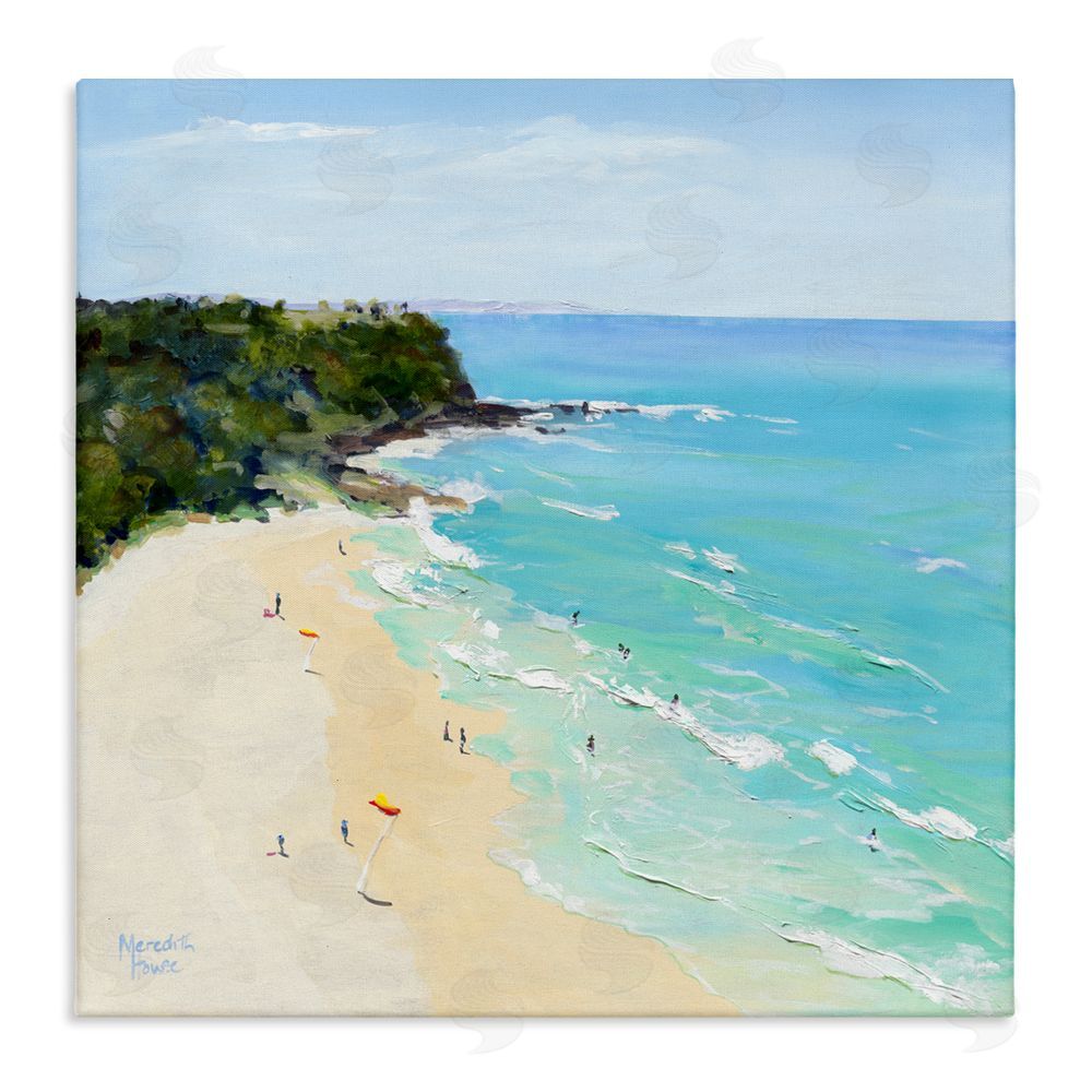 Meredith Howse Aerial Beachgoers Painting Stretched Canvas Wall Art Print