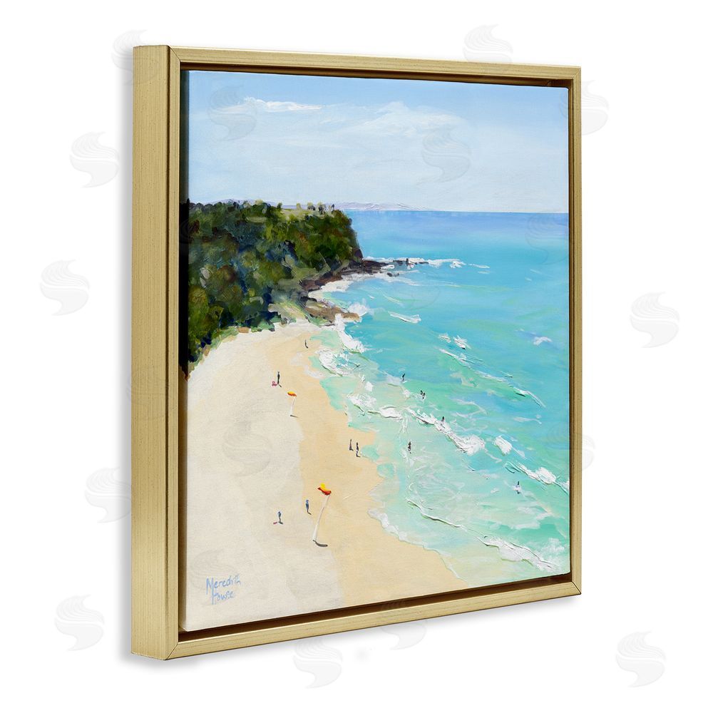 Meredith Howse Aerial Beachgoers Painting Gold Floating Frame Canvas Wall Art Print