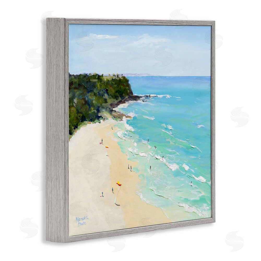 Meredith Howse Aerial Beachgoers Painting Gray Framed Glicee Wall Art Print
