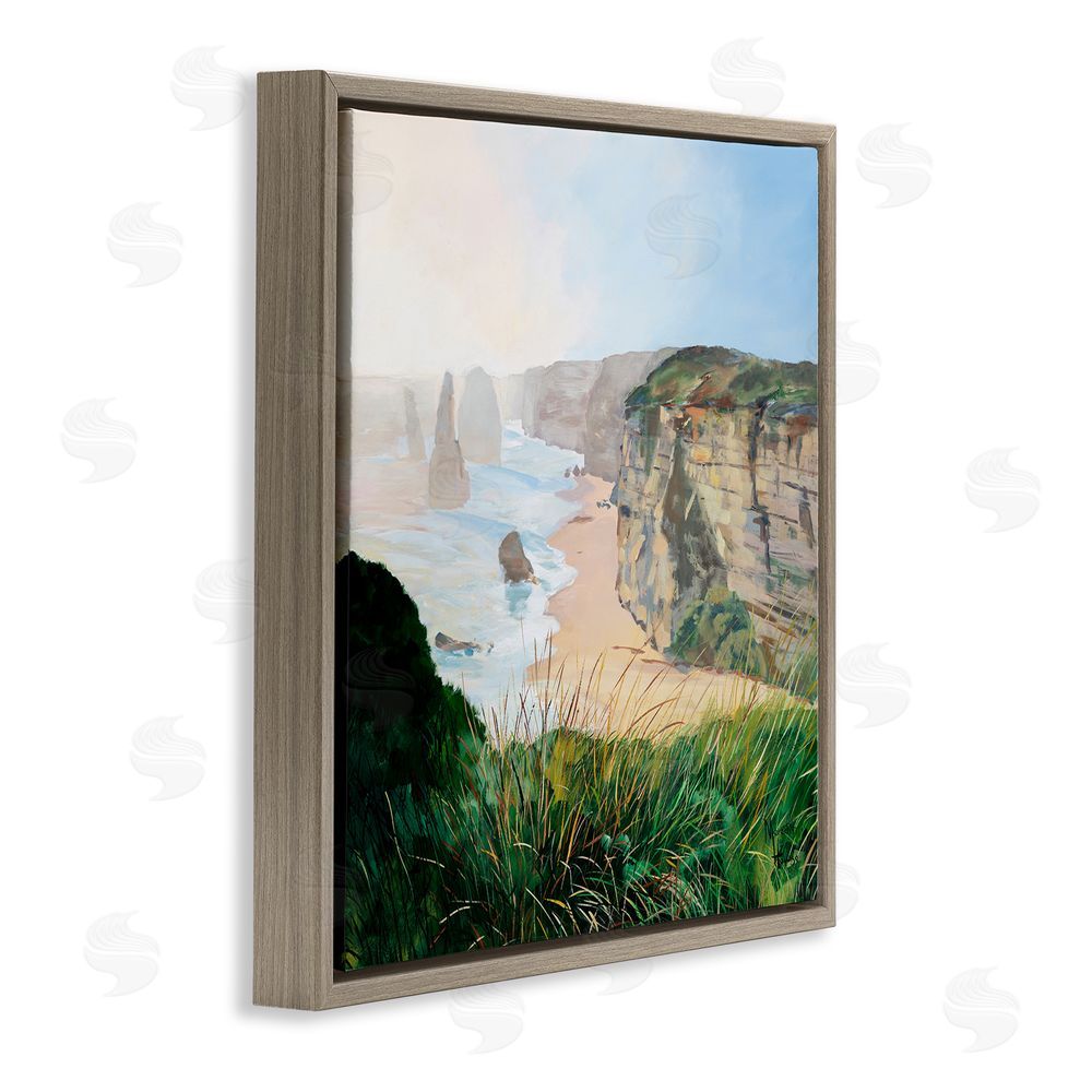 Meredith Howse Nautical Beach Cove Brown Floating Frame Canvas Wall Art Print