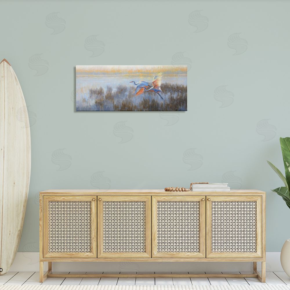 Sandy Nelson Crane Birds over Lake