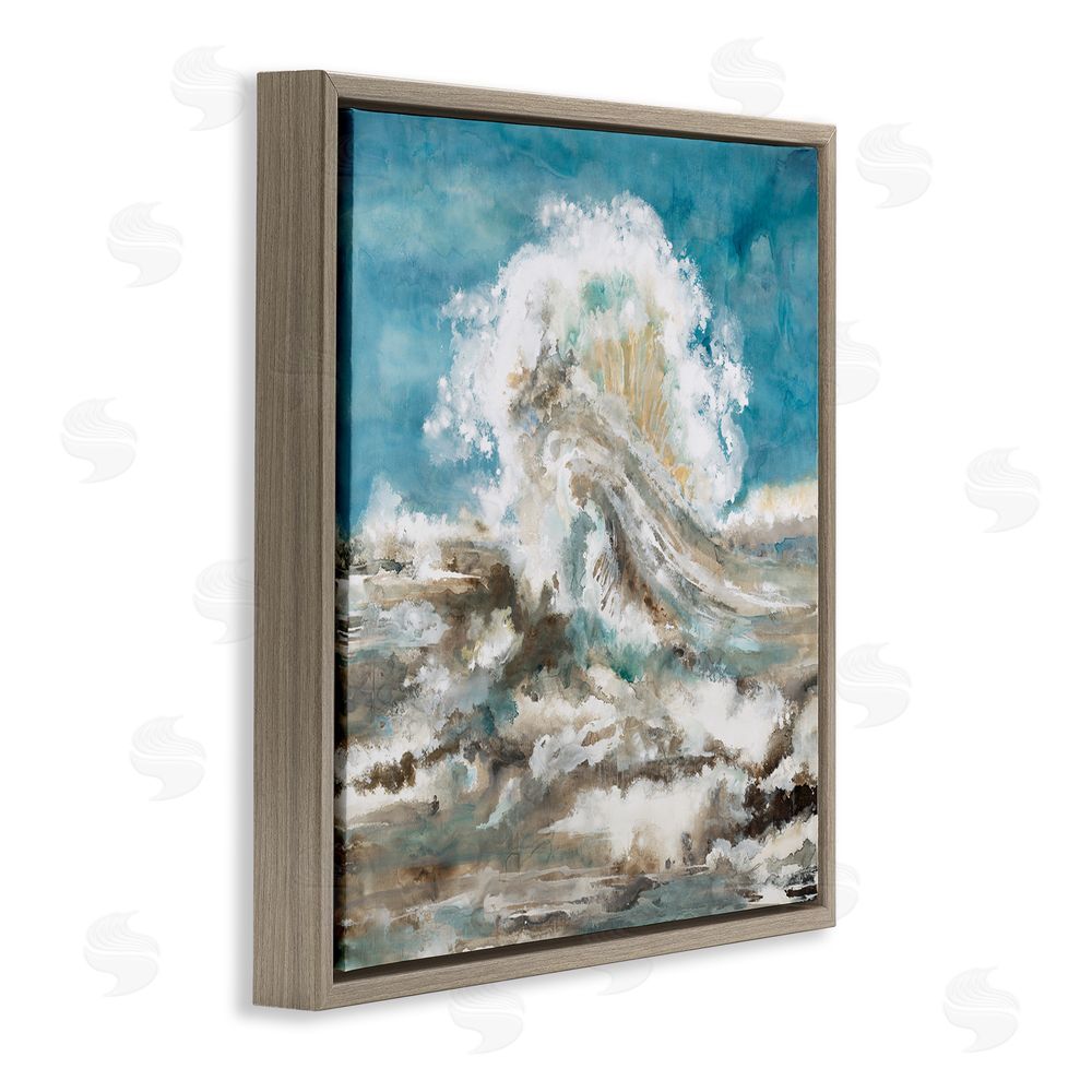 Liz Jardine Abstract Ocean Splash Brown Floating Frame Canvas Wall Art Print