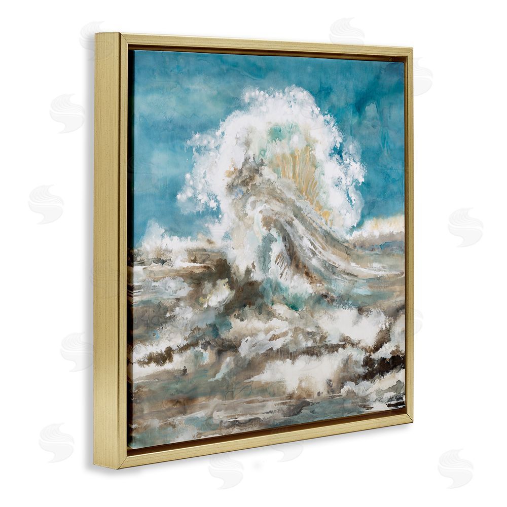 Liz Jardine Abstract Ocean Splash Gold Floating Frame Canvas Wall Art Print