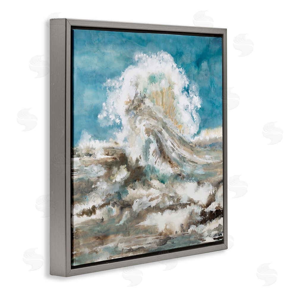 Liz Jardine Abstract Ocean Splash Gray Floating Frame Canvas Wall Art Print