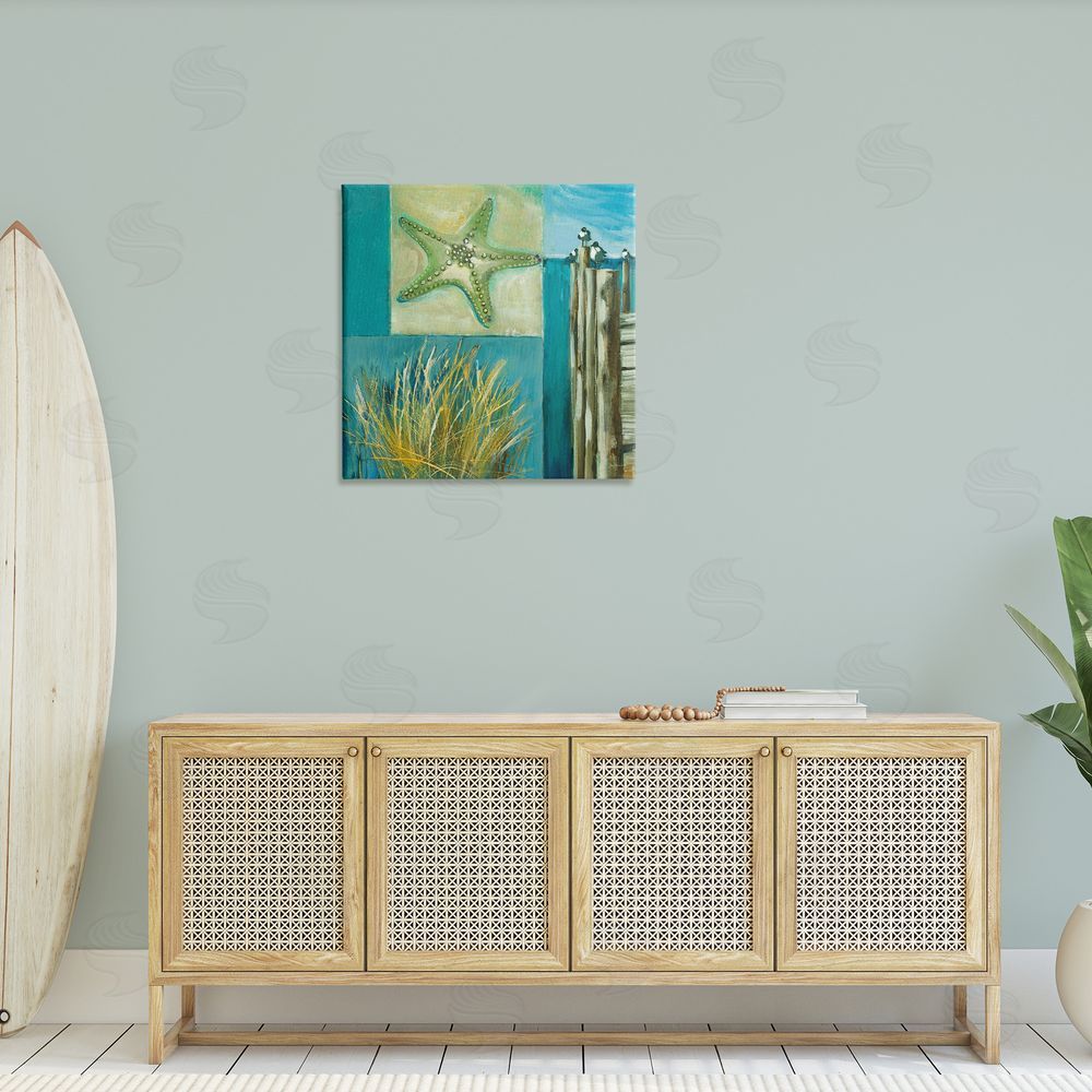 Liz Jardine Modern Beach Dock Collage Canvas Wall Art in Room