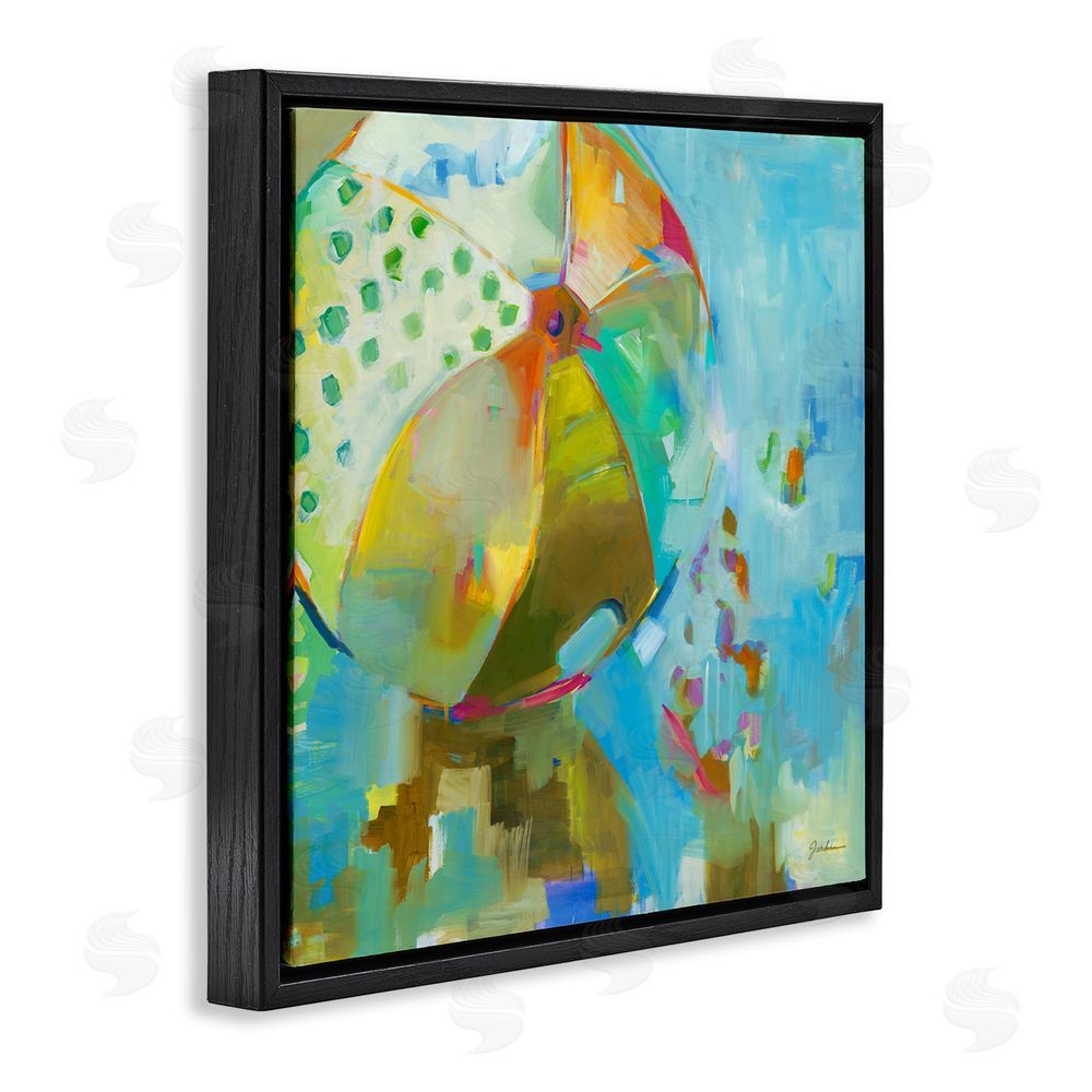Liz Jardine Abstract Beach Ball Black Floating Frame Canvas Wall Art Print