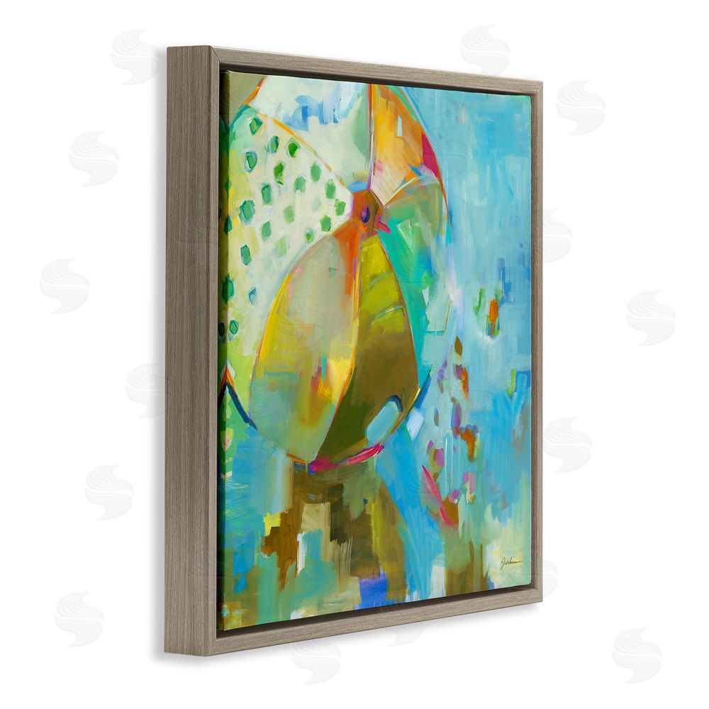 Liz Jardine Abstract Beach Ball Brown Floating Frame Canvas Wall Art Print