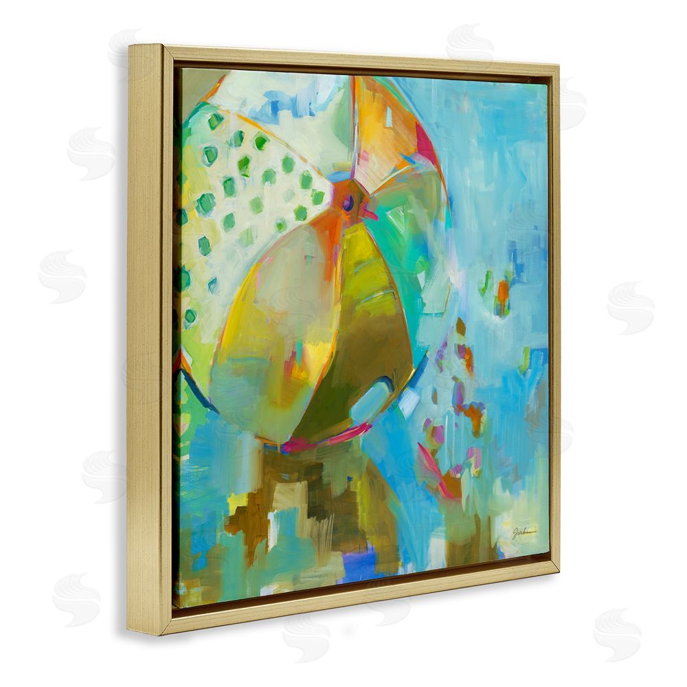 Liz Jardine Abstract Beach Ball Gold Floating Frame Canvas Wall Art Print